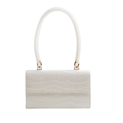 Genuine leather women's bag armpit bag commuting crossbody bag pearl chain bag shoulder bag. pochette