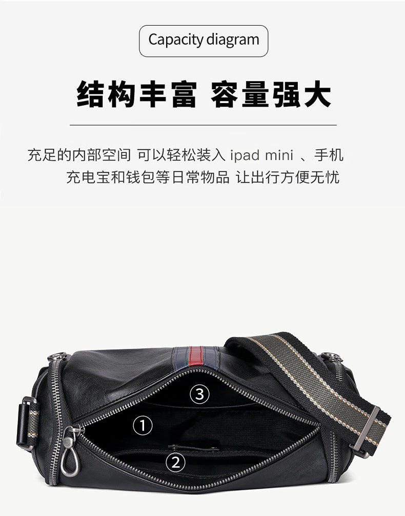 メンズ斜めがけバッグ 牛皮本革製 ファッションカジュアル 通勤 男性ショルダーバッグ