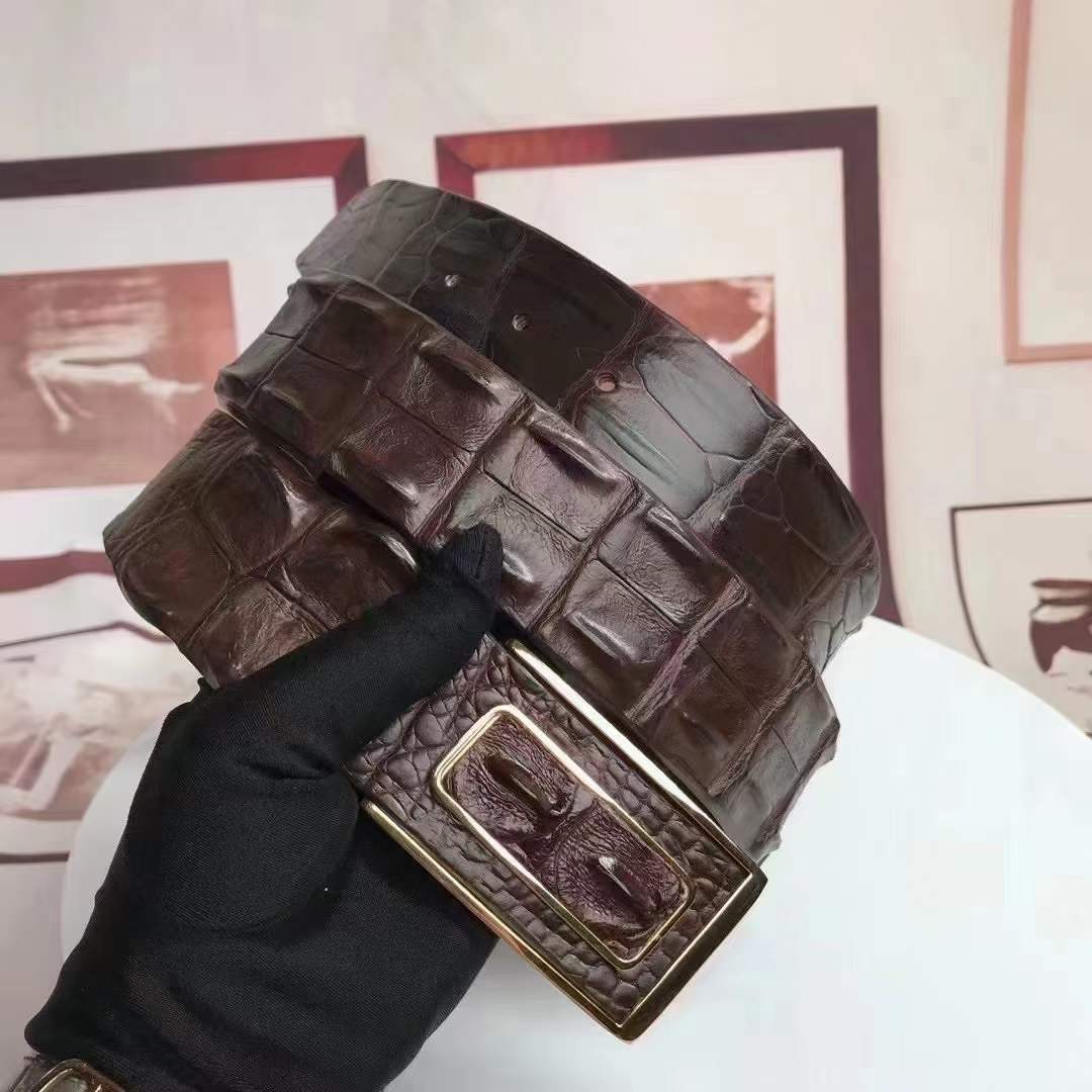 Men's Belt Nile Big Bone Crocodile Skin Genuine Leather Business Casual Width 3.8cm Men's Belt Gift Present 