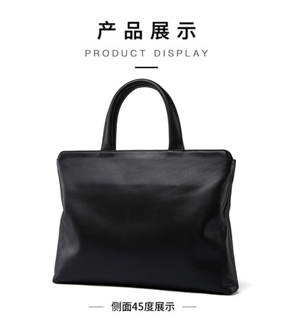 Men's Handbag Genuine Cow Leather Computer Bag Large Capacity Briefcase for Business Trips 