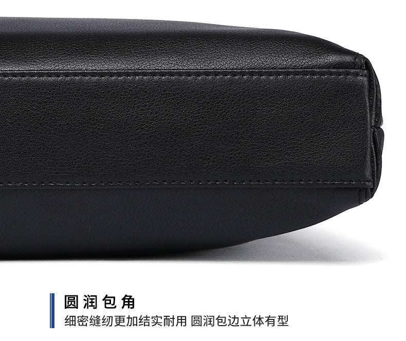 Men's Handbag Genuine Cow Leather Computer Bag Large Capacity Briefcase for Business Trips 