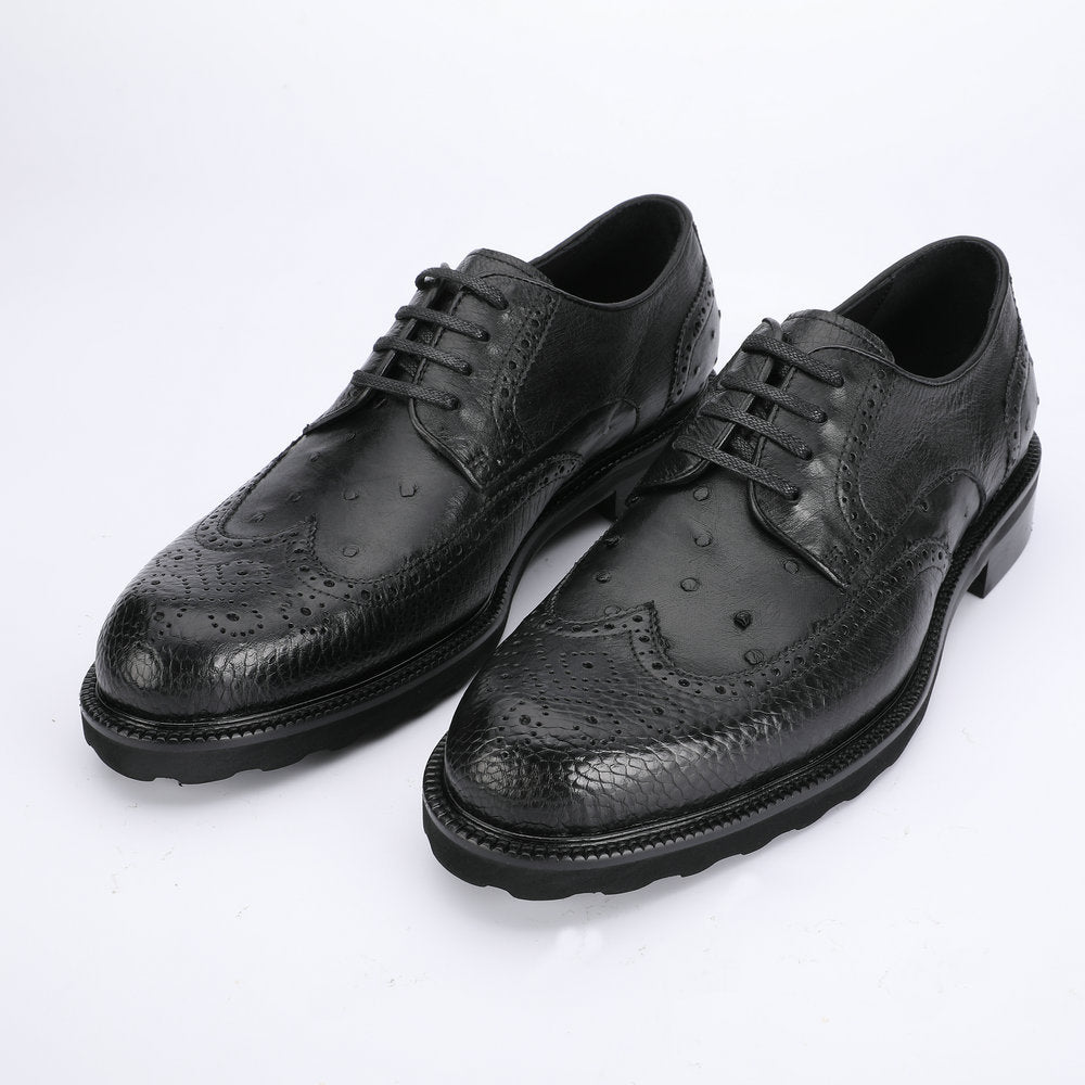 Ostrich skin genuine leather men's leather shoes Excellent breathability Men's business shoes 