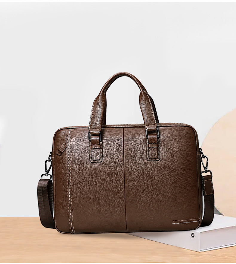 Men's handbag Genuine leather cowhide computer bag Business large capacity briefcase Men's handbag 