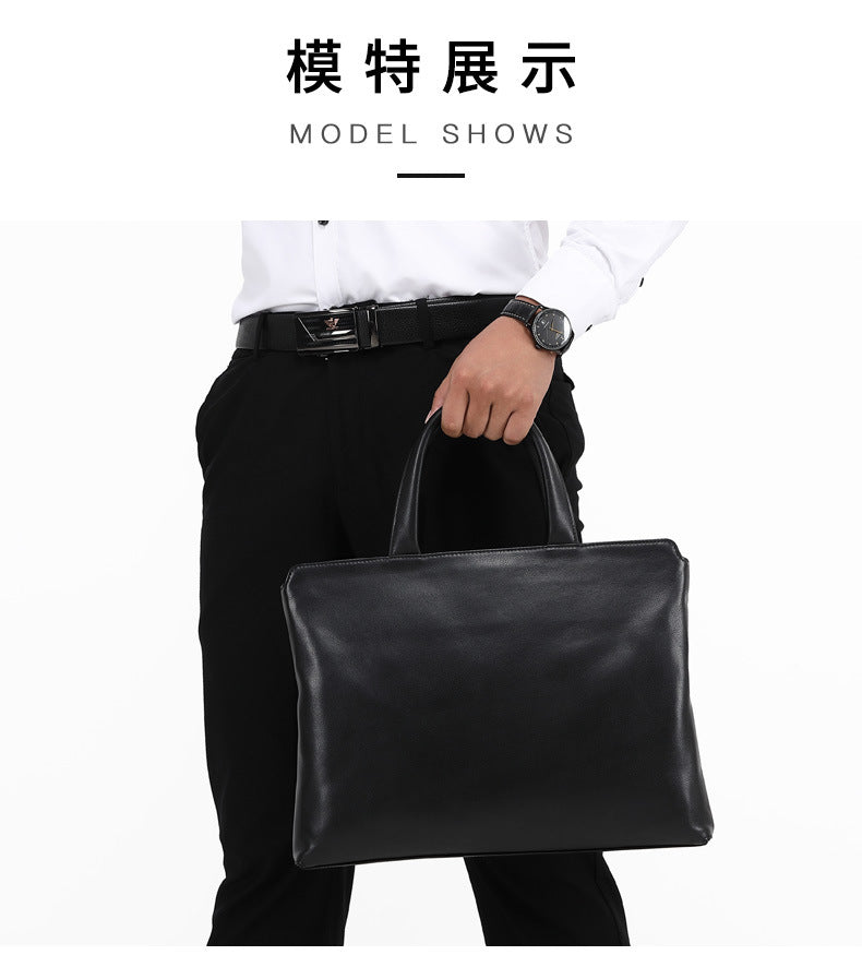 Men's Handbag Genuine Cow Leather Computer Bag Large Capacity Briefcase for Business Trips 