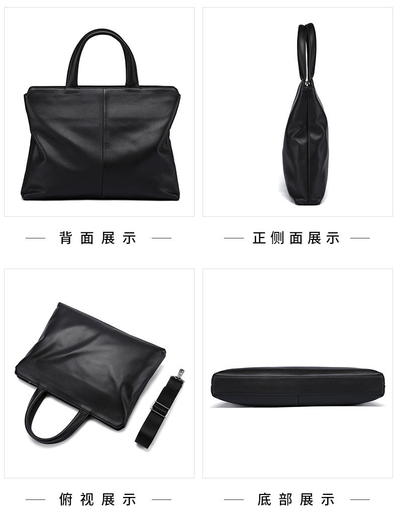 Men's Handbag Genuine Cow Leather Computer Bag Large Capacity Briefcase for Business Trips 