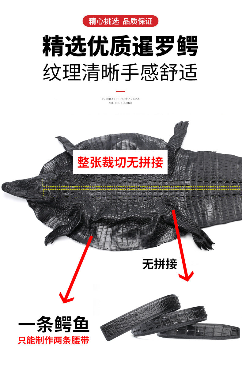 Men's Belt Crocodile Skin Genuine Leather Width 3.8cm Casual Men's Belt 