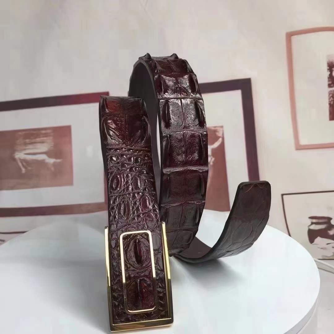 Men's Belt Nile Big Bone Crocodile Skin Genuine Leather Business Casual Width 3.8cm Men's Belt Gift Present 