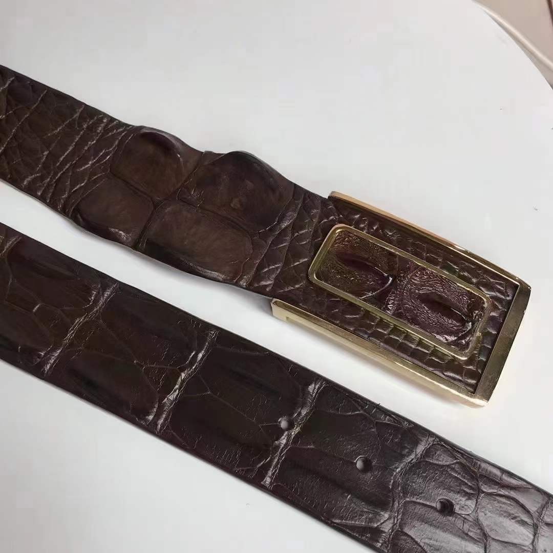 Men's Belt Nile Big Bone Crocodile Spine Genuine Leather Smooth Buckle Business Casual High Quality Men's Belt 