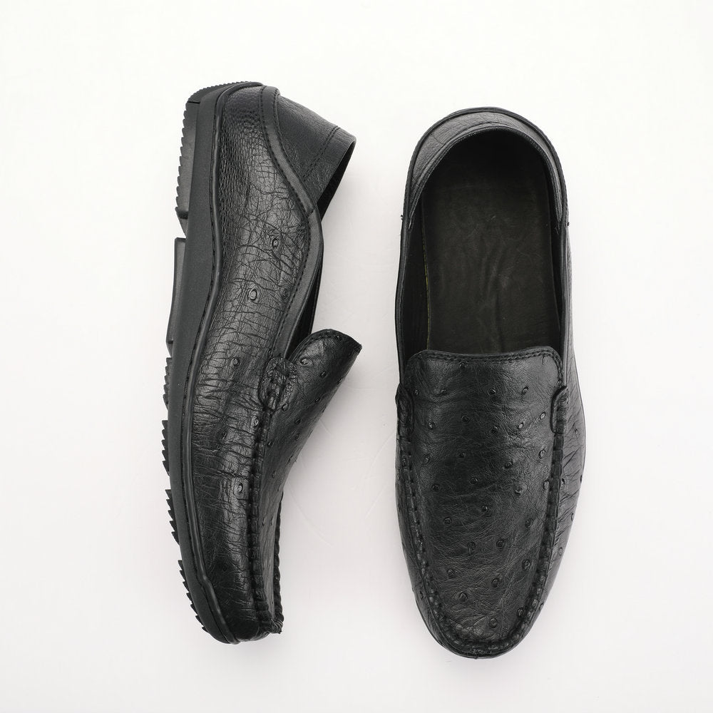 Ostrich skin genuine leather men's leather shoes moccasins business casual shoes 