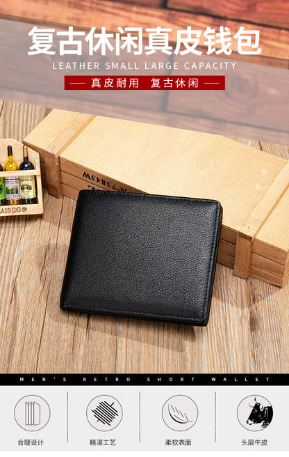 メンズ短財布牛皮本革製ビジネス薄型シンプル盗難防止カードバッグウォレットwallet