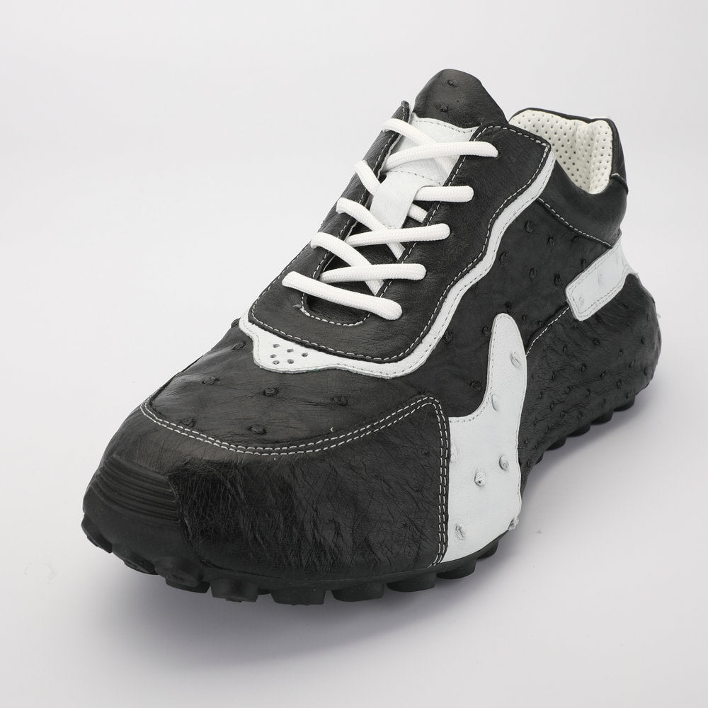 Men's Shoes Made of Ostrich Skin Genuine Leather Men's Shoes In-Heel Anti-Slip Fashion Casual Sneakers 