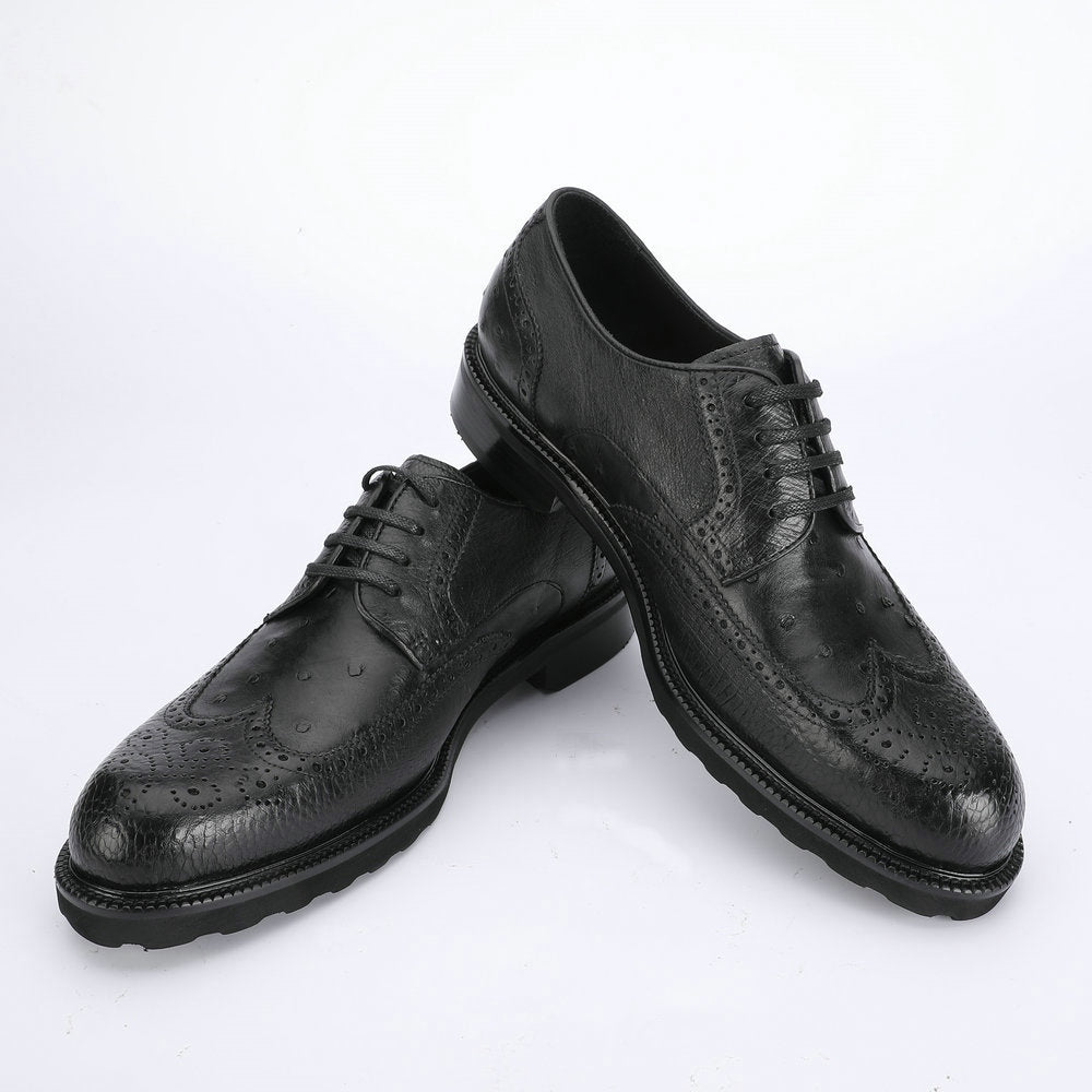 Ostrich skin genuine leather men's leather shoes Excellent breathability Men's business shoes 