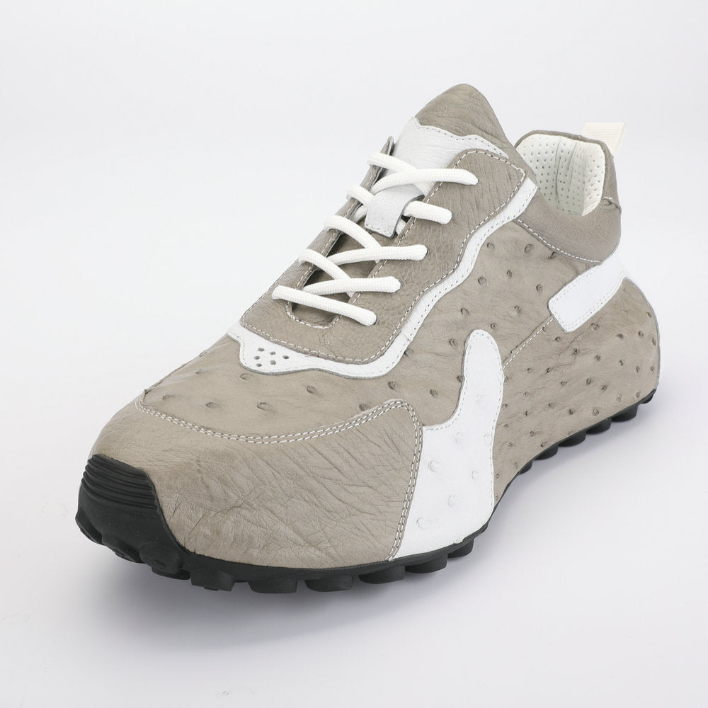 Men's Shoes Made of Ostrich Skin Genuine Leather Men's Shoes In-Heel Anti-Slip Fashion Casual Sneakers 