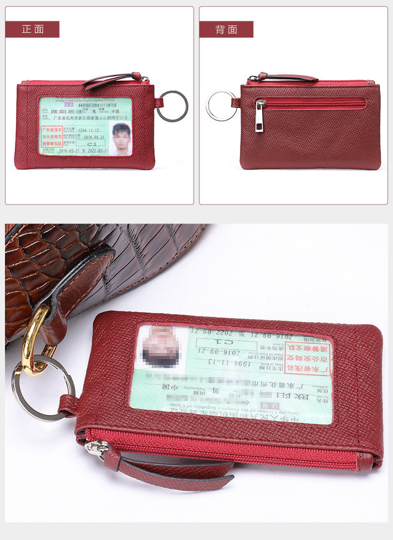 Men's Wallet Cow Leather Retro Casual Zipper Large Capacity Men's Wallet Coin Bag 