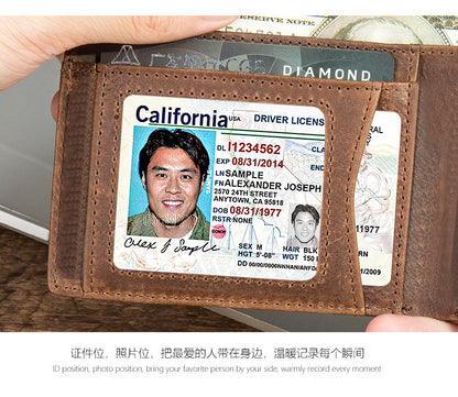 Men's wallet cowhide genuine leather retro business card holder card bag for men 