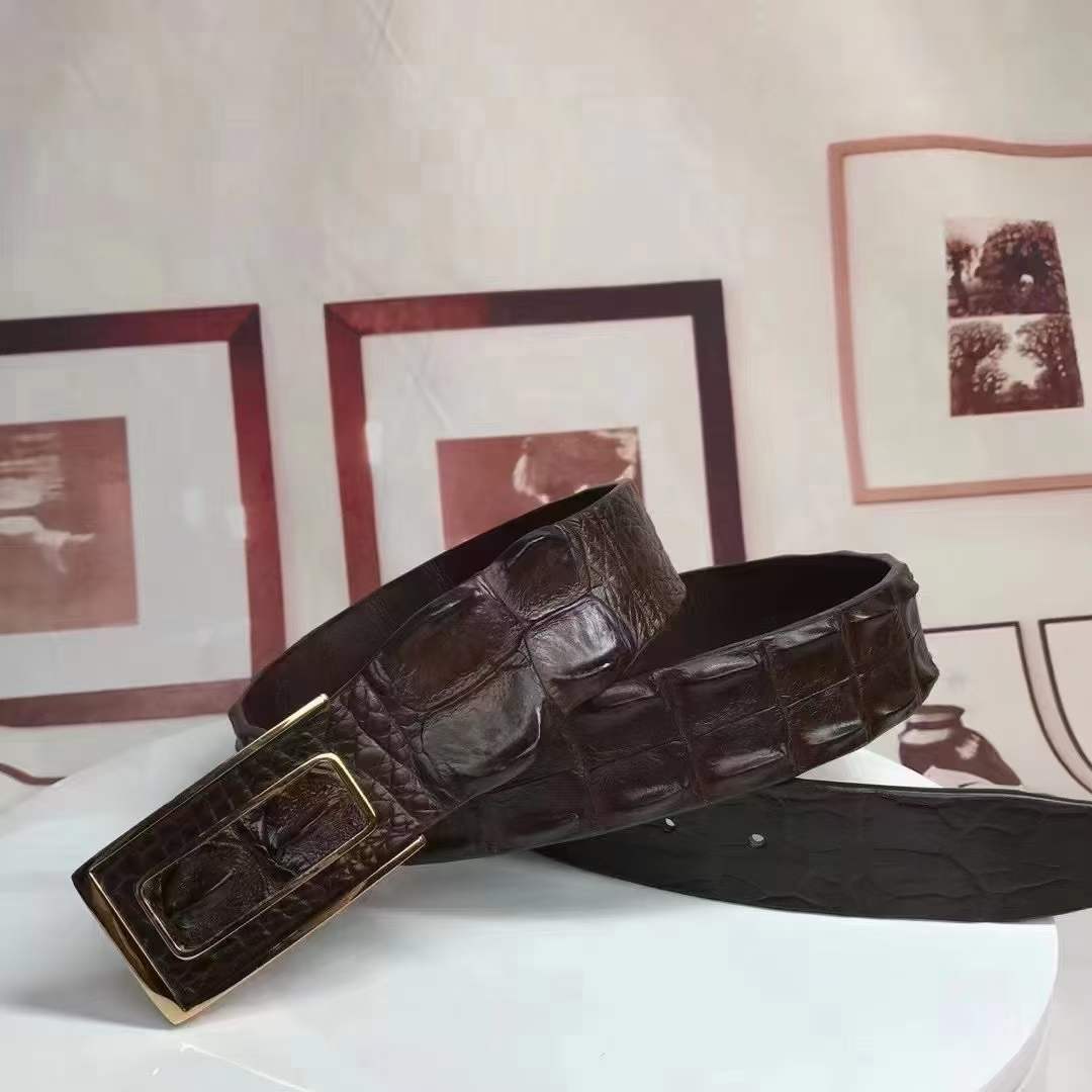 Men's Belt Nile Big Bone Crocodile Skin Genuine Leather Business Casual Width 3.8cm Men's Belt Gift Present 
