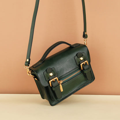 Women's Cowhide Gyukawa Pouch Luxury Mini Shoulder Bag Genuine Leather Crossbody Bag Retro