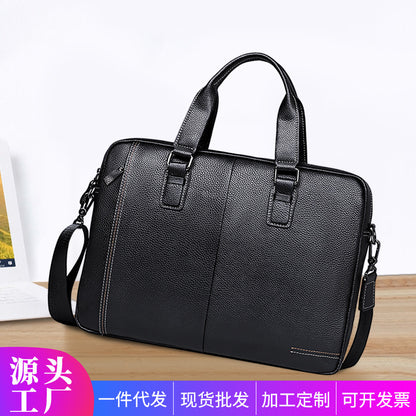 Men's handbag Genuine leather cowhide computer bag Business large capacity briefcase Men's handbag 