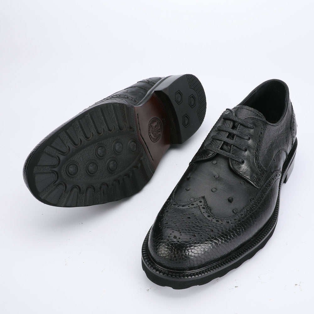 Ostrich skin genuine leather men's leather shoes Excellent breathability Men's business shoes 