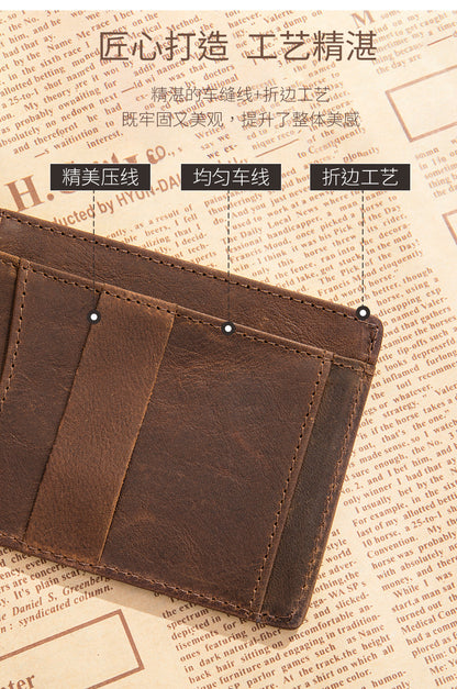 Men's wallet cowhide genuine leather retro business card holder card bag for men 