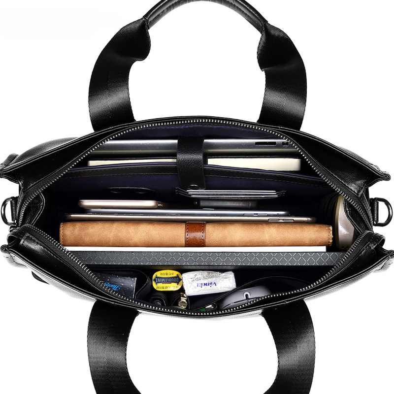 Men's handbag genuine leather cowhide computer bag business large capacity briefcase 