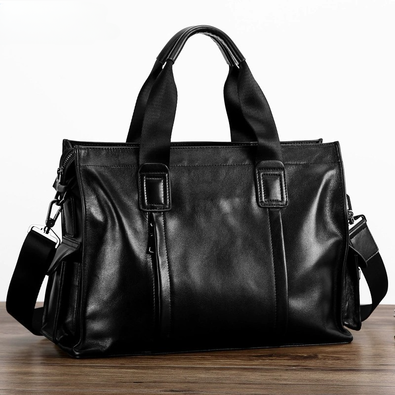 Men's handbag genuine leather cowhide computer bag business large capacity briefcase 