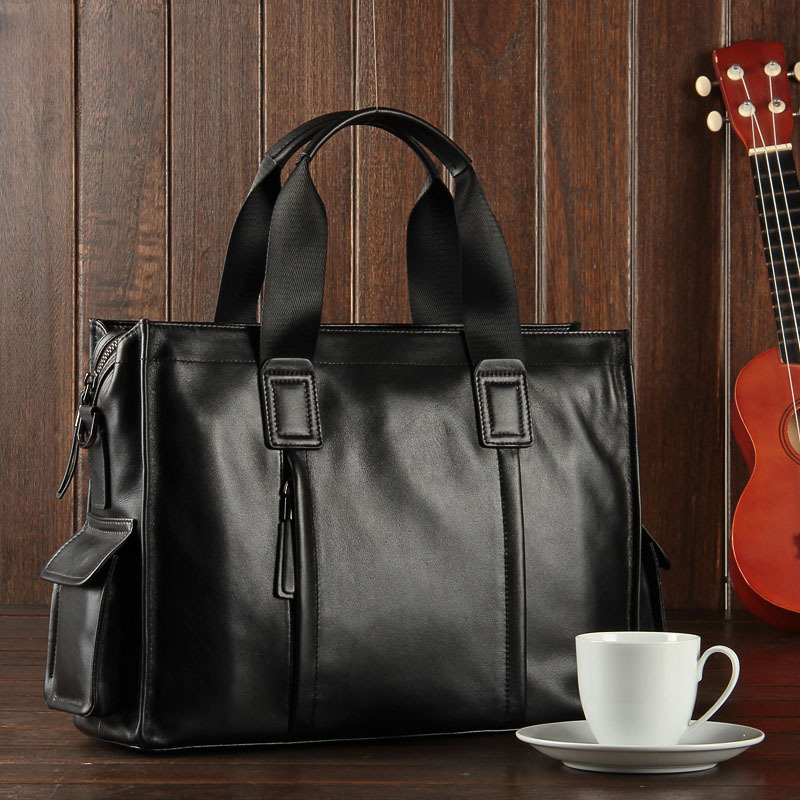 Men's handbag genuine leather cowhide computer bag business large capacity briefcase 