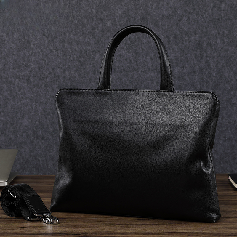 Men's Handbag Genuine Cow Leather Computer Bag Large Capacity Briefcase for Business Trips 